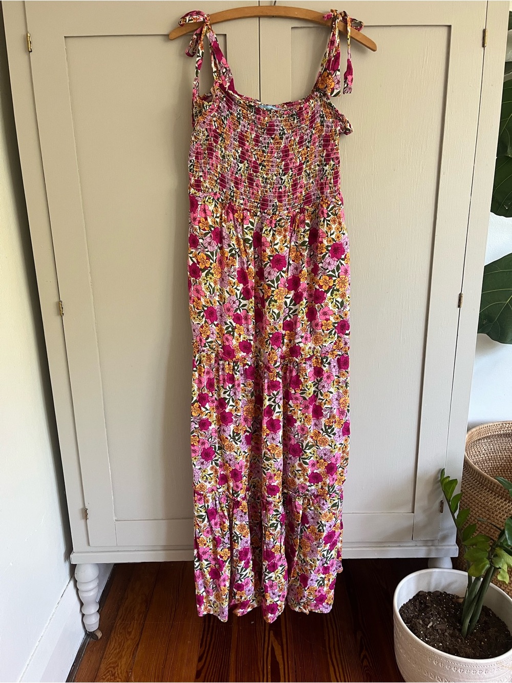 Draper James Floral Smocked Sundress in Pink, Yellow & Green